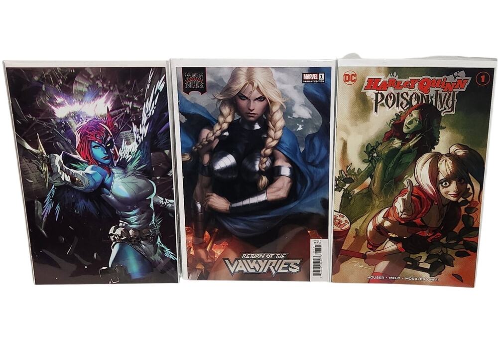 Marvel DC Comics Lot of 3 Mystique Valkyrie Harley Quinn Poison Ivy NM